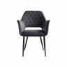 Dining chair with gray velvet upholstery