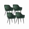 Set of 4 upholstered chairs with armrests, green, straight lines