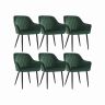 Dining chair set 6 pcs, green
