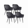 Dining chair set Velvet, light gray, straight lines