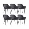 Set of 6 dining chairs with metal legs, grey