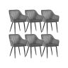 Dining chair set, 6 pieces, light gray