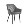 Set of 2 upholstered dining chairs with armrests, light grey