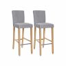 Set of 2 bar stools with backrest, grey