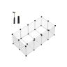Animal enclosure made of white plastic panels, with floor panels