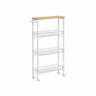 Narrow 4-tier trolley/shelf on wheels, white