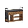 Ławka na buty z półkami 30x80,6x62,5cm, brązowo-czarna
