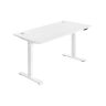 Electric, height-adjustable desk, white