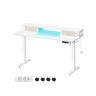 Electric height-adjustable desk with lighting 60x140x120cm., white/beige