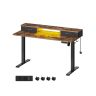 Electric height-adjustable desk with lighting 60x140x120cm., brown/black