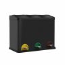 Trash can 3 x 15 liters with lid and inner removable container, black