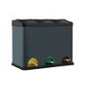 Trash can 3 x 15 liters with lid and inner removable container, gray