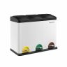 Trash can 3 x 15 liters with lid and inner removable container, black-white