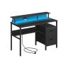 Desk with drawers and charging station 120x55x90cm., black