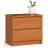 Stolik nocny AKORD K60 2SZ, 2 szuflady, brązowy, 60 × 55 × 40 cm