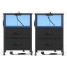 SONGMICS Stolik nocny, 2 szuflady i otwarta przegroda, czarny, 39,6 × 60,4 × 30 cm