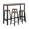 Set of 4 bar stools with tables, black/brown