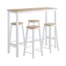 Set of 4 bar stools 39x41x95cm., white/light brown