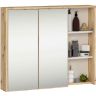 Szafka łazienkowa wisząca z lustrem VAMI W90, 2 drzwi uchylne, brązowo-beżowa, 90 × 75 × 15 cm