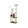 Modern cat scratching post with removable cushions, white - brown