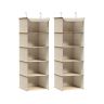 Set of 2 hanging fabric shelves 30x30x90cm, beige