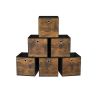 Set of 6 boxes 33x33x33cm., brown/black