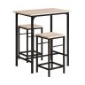 Set of 2 bar stools with tables, black/light brown