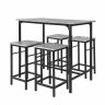 Set of 4 bar stools with tables, black/grey