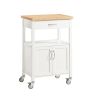 Kitchen trolley 60x45x92cm., white/light brown