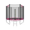 Trampolina 244 cm z siatką i schodkami, czarno-różowa