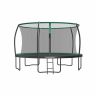 Trampolina 427 cm z siatką i drabinką, czarno-ciemnozielona