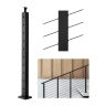 Czarny słupek balustrady kablowej ze stali nierdzewnej 36x2x2 cale