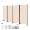 Folding 4-panel room divider, beige