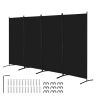 Folding room divider, 4 panels, black, portable