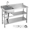 Stainless steel freestanding kitchen sink with mixer tap, 1200x500x940 mm