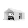 Carport 12x20 ft with side walls and door, white, UV and water resistant