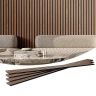 Wooden acoustic wall panels, MDF, 7.9 x 94.5 inches, walnut