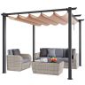 Pergola ogrodowa aluminiowa 10'x10' z rozkładanym daszkiem, beżowa