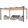 Pergola ogrodowa aluminiowa 12'x16' z rozkładanym daszkiem, beżowa