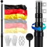 25ft Aluminum Telescopic Flagpole, Black, for Outdoor Use
