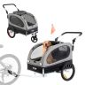 Dog bike trailer stroller, up to 40 kg, black/grey