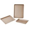 Baking tray set, 3 pieces, carbon steel, silicone handles