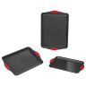 Baking tray set 3 pieces, carbon steel, silicone handles