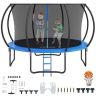 12-stopowa trampolina ogrodowa z siatką, drabinką i słupkiem