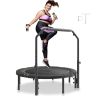Składana mini trampolina z regulowanym uchwytem, ​​52 cale, do treningu dla dorosłych