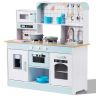 Wooden toy kitchen for children with lights and sounds, white