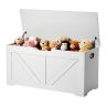 Ławka dziecięca ze schowkiem VEVOR ZD-25X03, bez oparcia, biała, 99 × 48 × 39,5 cm