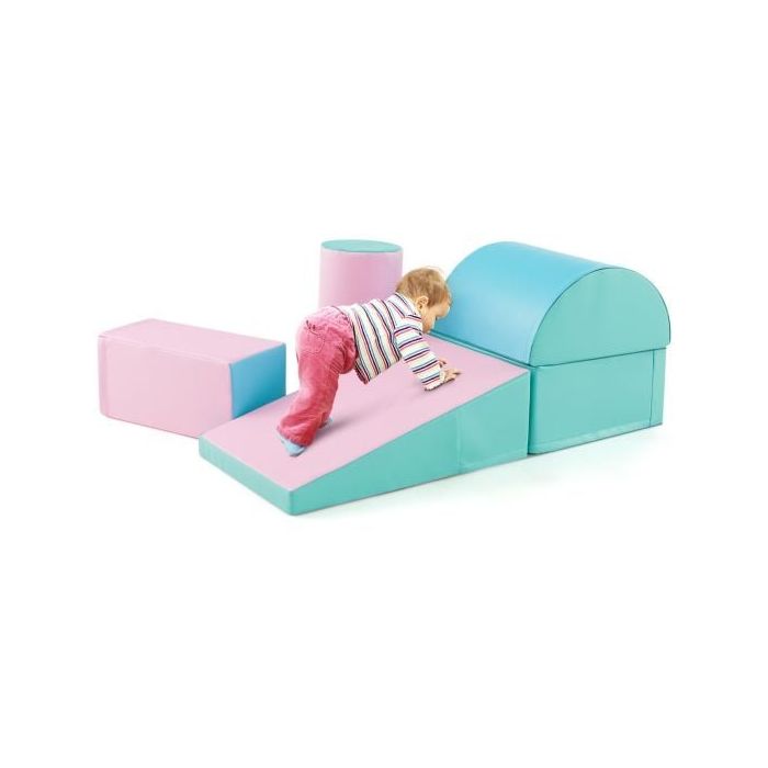 Set of 5 building blocks, green/pink
