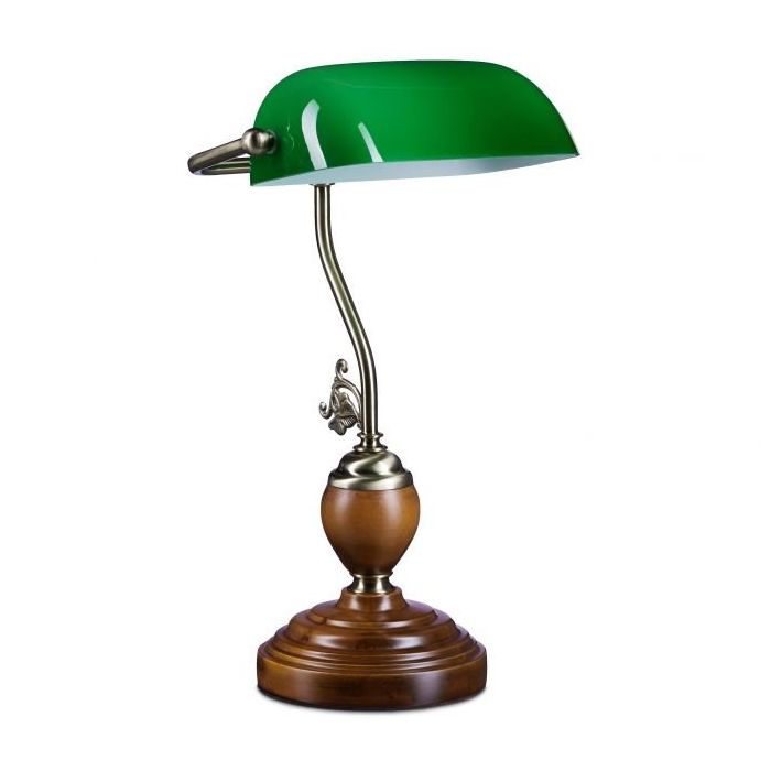 Lampa stołowa 26,5x43x18cm, kolor brązowo-ciemnozielony/złoty