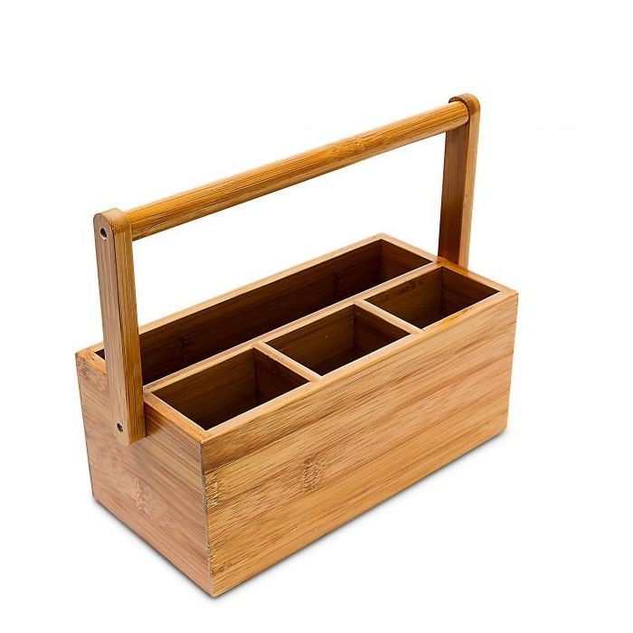 Organizer na przybory do pisania z 4 przegródkami 20x25x11,5 cm, jasnobrązowy